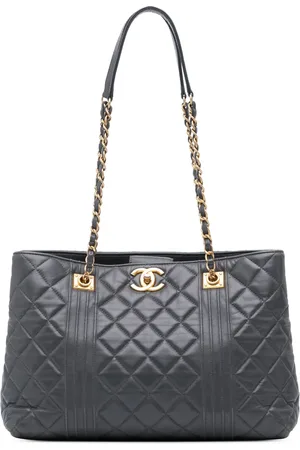 CHANEL 2014-2015 gesteppte CC Pin Tuck Tote Bag aus Lammleder