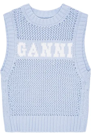 Ganni Gestricktes Intarsien-Top aus Bio-Baumwolle