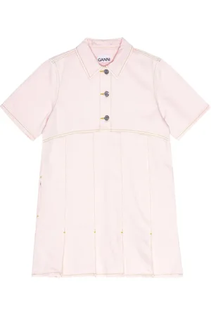 Ganni Jeans-Minikleid mit Faltensaum
