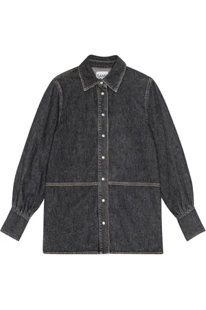 Ganni Chambray-Hemd mit Pailletten-Logo