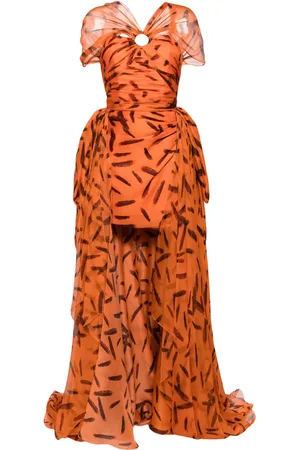 ISABEL SANCHIS Abendkleid mit Feder-Print