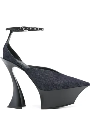 MUGLER Jeans-Pumps mit Riemen 140mm