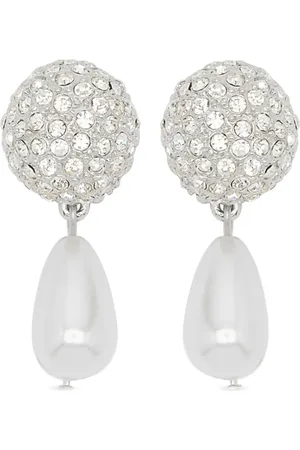 Oscar de la Renta Crystal & Pearl Ohrclips