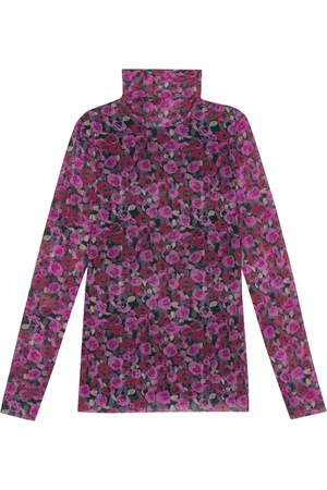 Ganni Mesh-Oberteil mit Blumen-Print