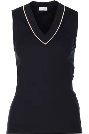 Brunello Cucinelli Top mit Kontrastborten
