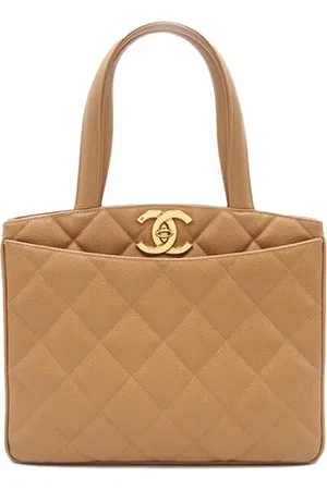 CHANEL 1994-1996 gesteppte Handtasche aus Kaviarleder mit CC-Drehverschluss