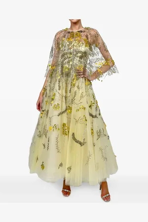 MONIQUE LHUILLIER Kleid mit Blumenstickerei