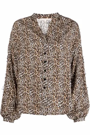 Gold Hawk Seidenbluse mit Leoparden-Print