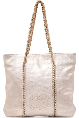 CHANEL 2005-2006 Luxe Ligne Tote Bag aus Metallic-Ziegenleder