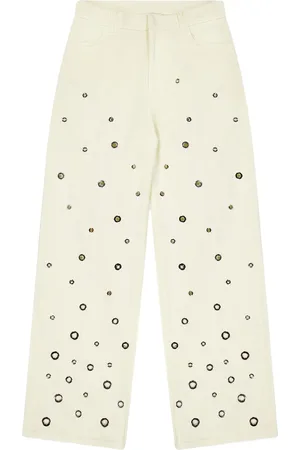LANEUS Wide-Leg-Jeans mit Ösendetail