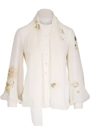 AKRIS Bluse mit Blumenstickerei