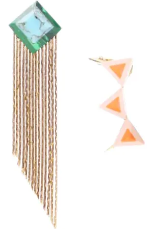 Fendi 20th Century vergoldete Mismatched Emaille-Hängeohrstecker