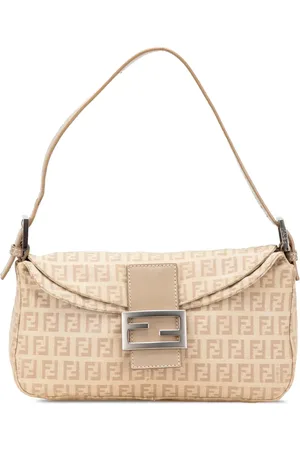 Fendi 2000-2024 Zucchino Double Flap Schultertasche aus Canvas