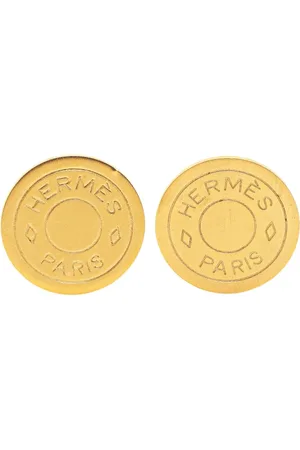 Hermès 20th Century vergoldete Bijouterie Fantaisie Clou De Selle Ohrclips