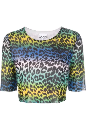 Ganni T-Shirt mit Leoparden-Print