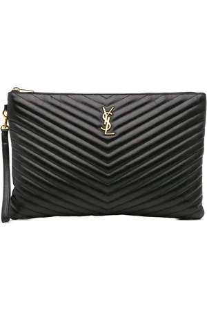 Saint Laurent 2019 Chevron Monogram Aktentasche aus Leder