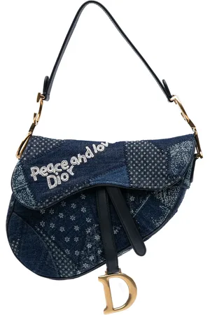 Dior 2018 Love and Peace Patchwork Schultertasche aus Denim