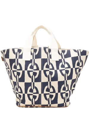 Hermès 1990-2010 Canvas Chain D Ancre Beach Tote Bag