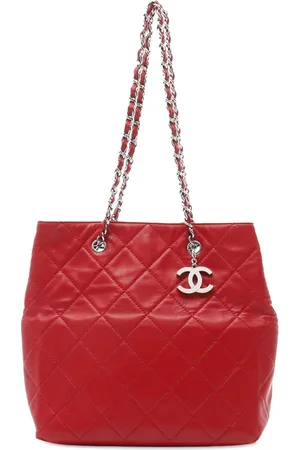 CHANEL 2010-2011 gesteppte CC Tote Bag aus Lammleder mit Kette