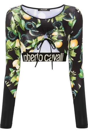 Roberto Cavalli Mesh-Oberteil mit Zitronen-Print