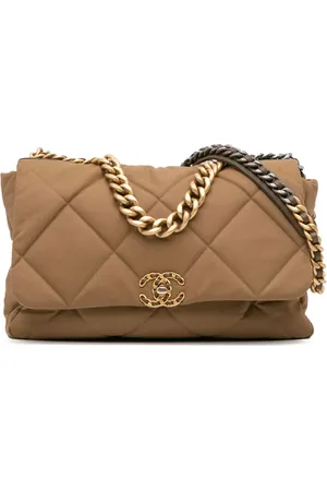 CHANEL 2019 maxi Satchel-Tasche aus Canvas mit Klappe 19cm