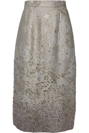 BIYAN Cloqué-Rock mit Blumenmotiv