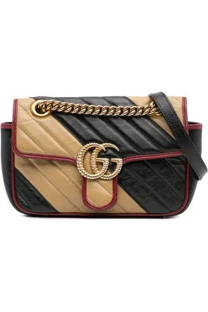 Gucci 2016-2024 mini GG Marmont Metalasse Torchon Flap Umhängetasche aus Leder