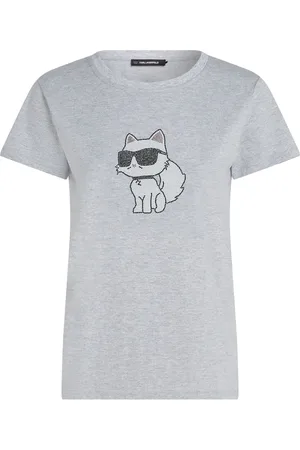 Karl Lagerfeld Ikon Choupette T-Shirt mit Strass