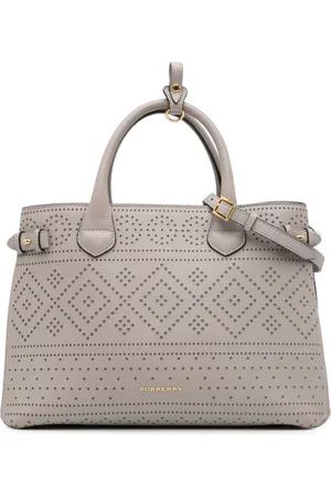 Burberry 2000-2017 mittelgroße Banner Satchel-Tasche aus perforiertem Leder