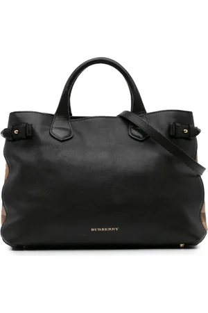 Burberry 2018-2024 mittelgroße Satchel-Tasche aus Leder mit House Check