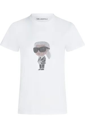 Karl Lagerfeld Ikon T-Shirt mit Strass
