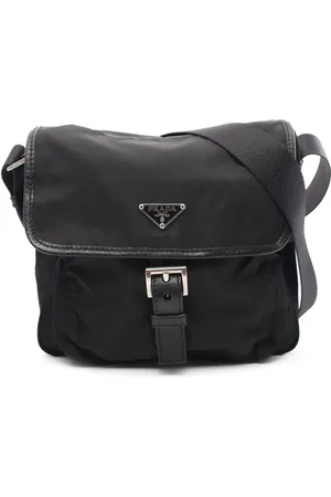 Prada 2000-2013 Tessuto Umhängetasche mit Schnalle