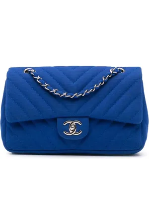 CHANEL 2009-2010 mittelgroße Single Flap Schultertasche aus Jersey mit Chevron-Steppung