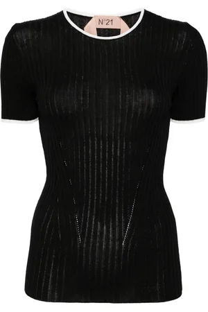 Nº21 T-Shirt aus geripptem Strick