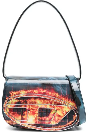Diesel 1DR Iconic Schultertasche mit Flammen-Print