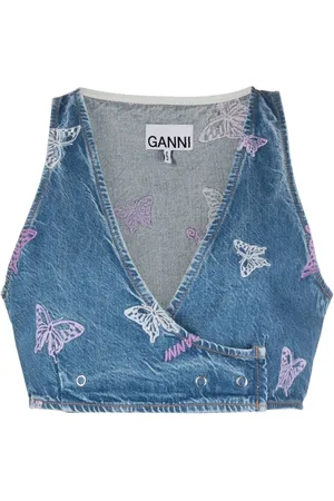 Ganni Top mit Stickerei