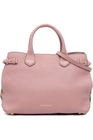 Burberry 2000-2024 mittelgroße Banner Satchel-Tasche aus Leder mit House Check