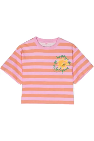 Stella McCartney Gestreiftes T-Shirt mit Blumen-Print