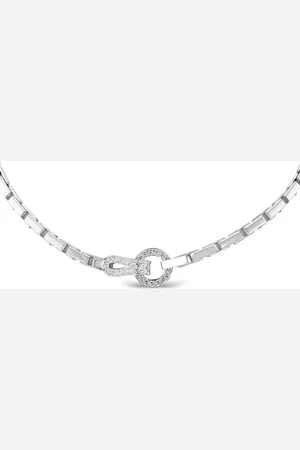 Cartier 2010s 18kt Agrafe Weißgoldhalskette mit Diamantanhänger