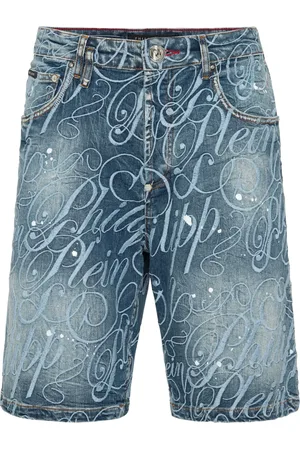 Philipp Plein Jeans-Shorts mit Logo-Print