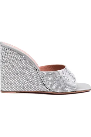 Amina Muaddi Lupita Wedge-Mules mit Kristallen 95mm