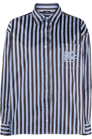 Etro Gestreiftes Hemd mit Pegaso-Stickerei