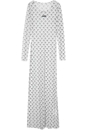 Marine Serre Mesh-Maxikleid mit Mond-Print