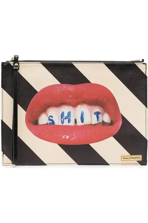 SELETTI Gestreifte Clutch mit grafischem Print