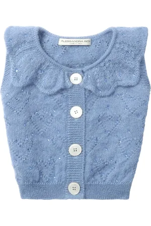 Alessandra Rich Cropped-Stricktop mit Rüschenkragen