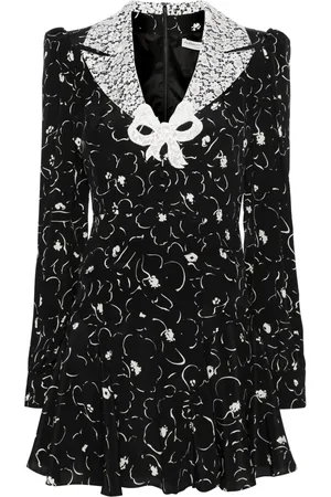 Alessandra Rich Seiden-Minikleid mit Blumen-Print