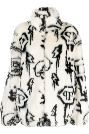 Philipp Plein Mantel aus Faux Fur mit Monogramm