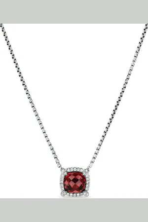 David Yurman Petite Chatelaine Halskette mit Rhodolit und Diamanten