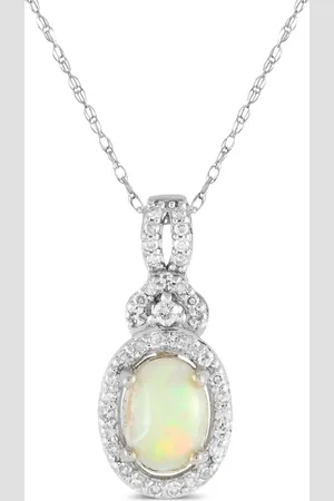 LB Exclusive 14kt Weißgoldhalskette mit Diamant und Opal