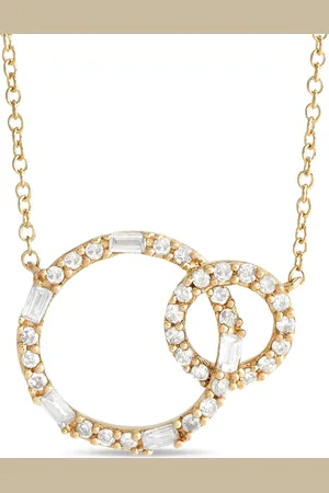 LB Exclusive 14kt Double Hoop Goldhalskette mit Diamant